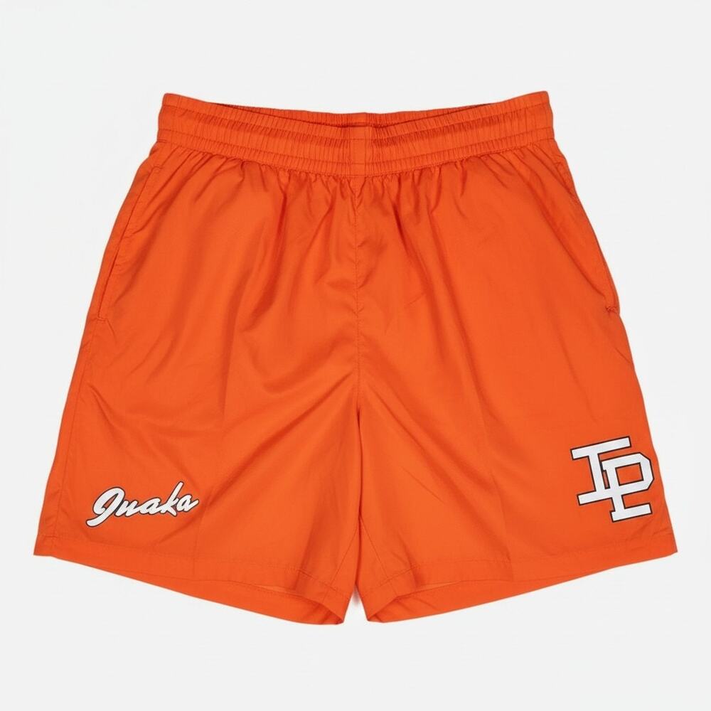Inaka Power Men's Large Orange Elastic Waist 5" Inseam Lined Swimsuit Trunks